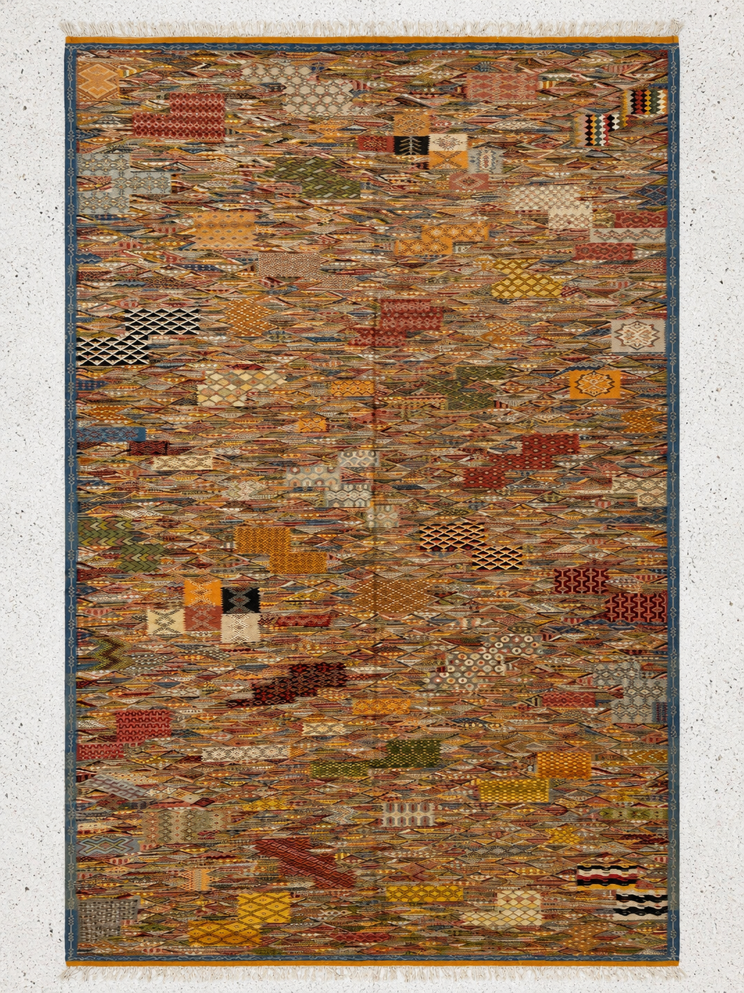 Tuareg Patchwork Kilim — Sand Dunes. Taznakht, c. 1970–1985. 400 × 600 cm.