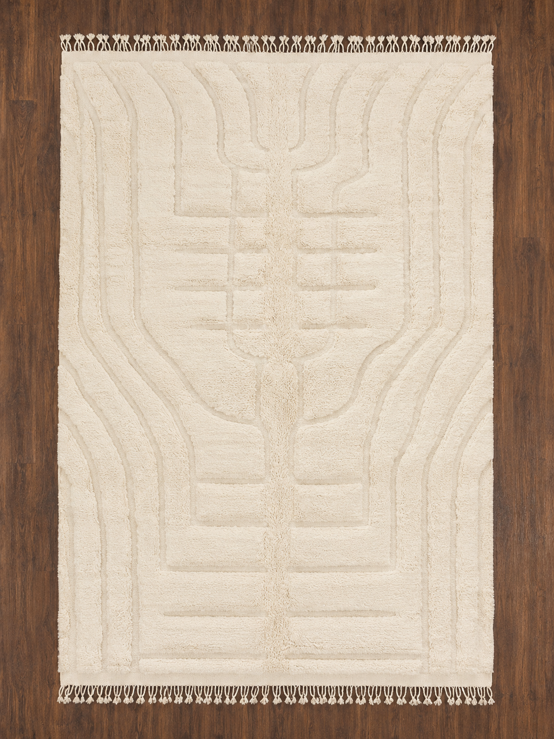 Beni Ourain Ivory — Geometric Contours. Beni Ourain, c. 2020–2025. 250 × 310 cm.