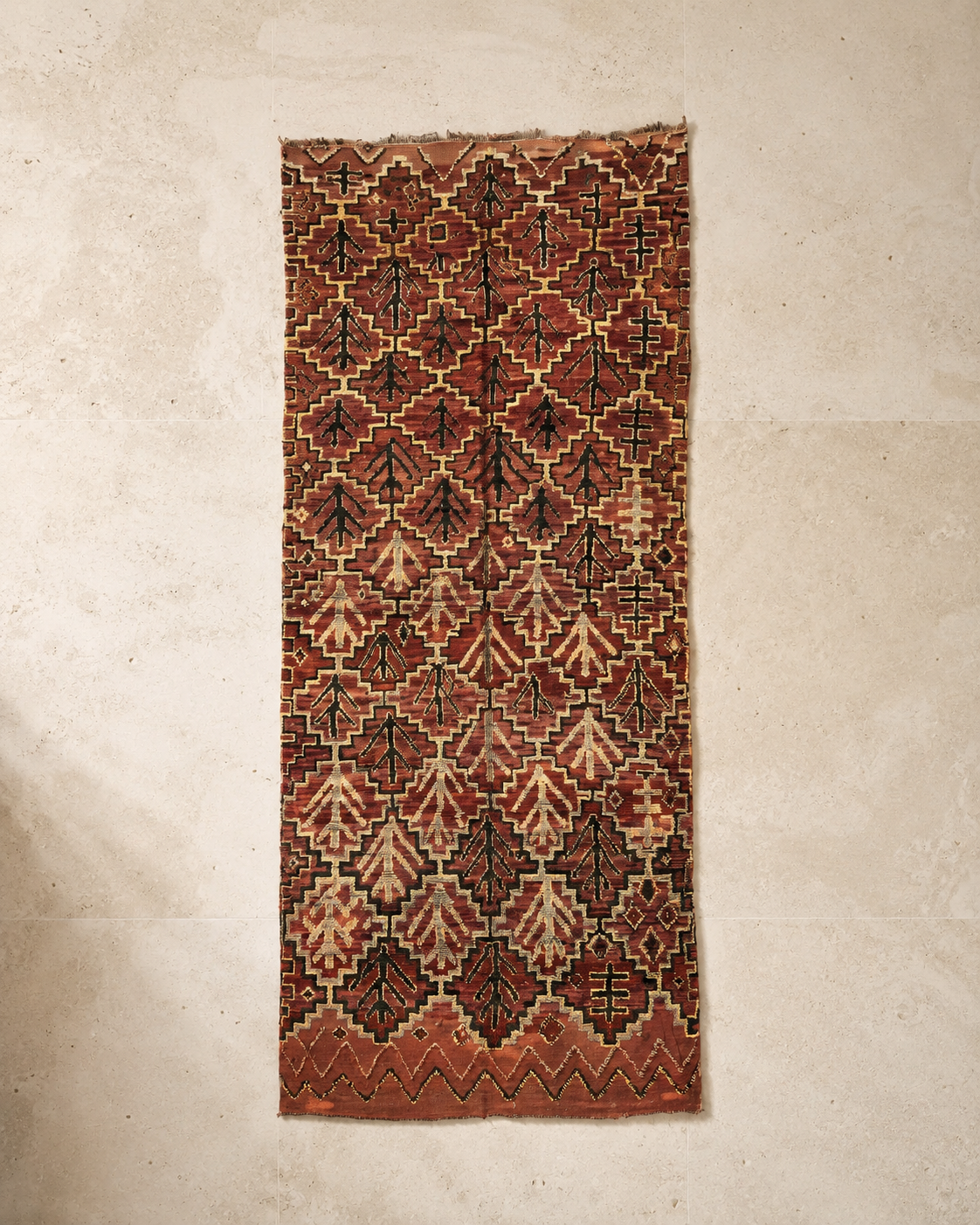 Ait Isaac Cedar Grove Runner. Middle Atlas, c. 1950–1970. 135 × 320 cm.